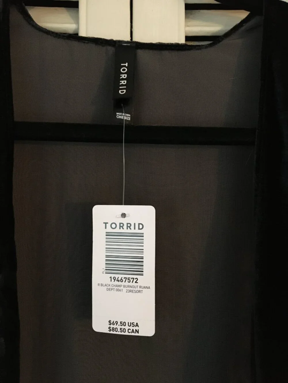 Torrid One Size Velvet Black Burnout Ruana Wrap NWT - Picture 2 of 7